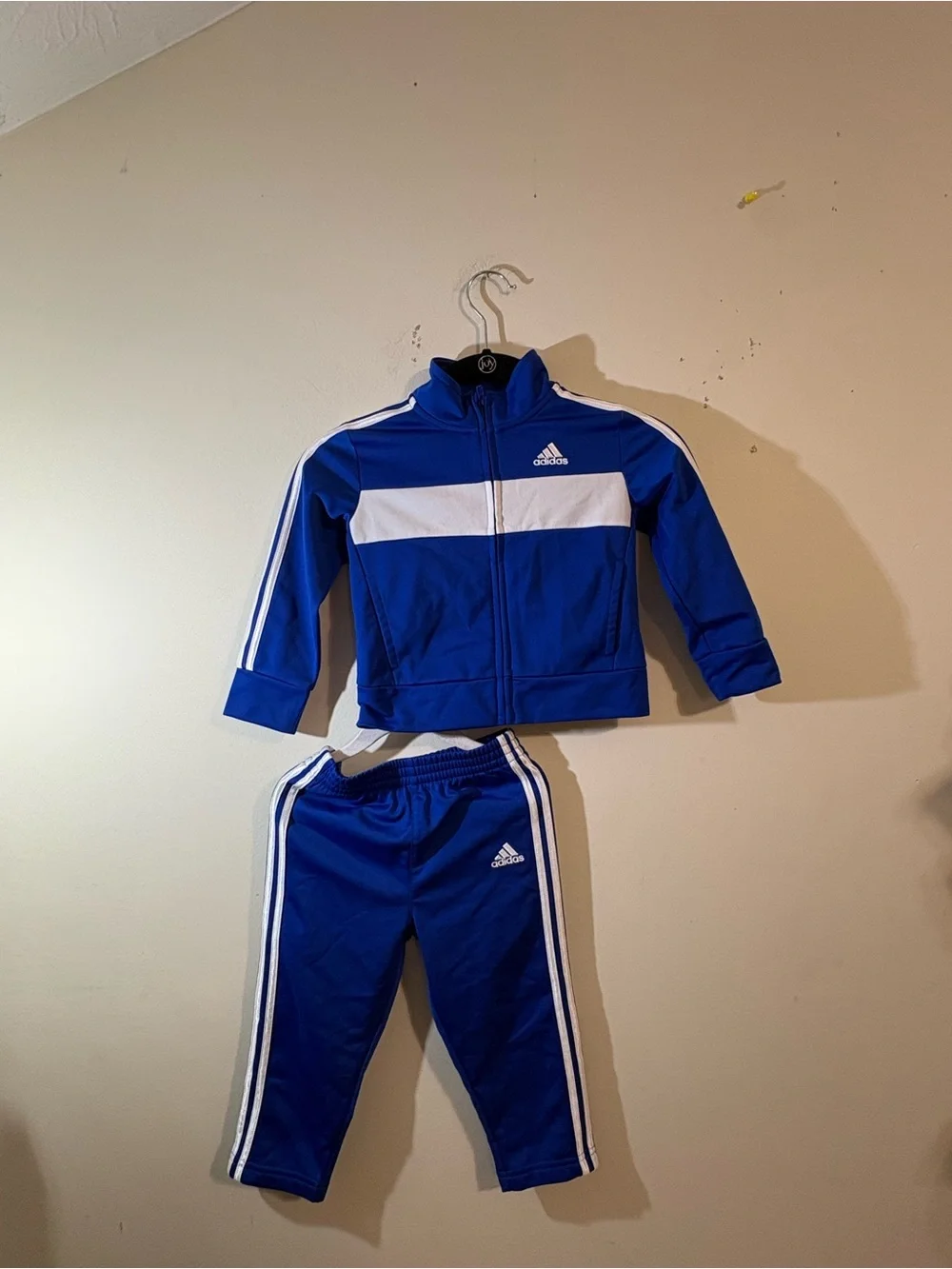 adidas Kids Blue White Track Jacket & Pants Set boys 24 month